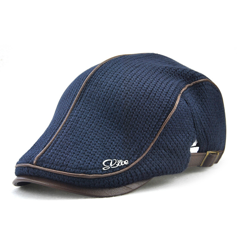 

High Quality Knitted Beret Men Autumn Winter Men's Hat Gentleman Flat Cap