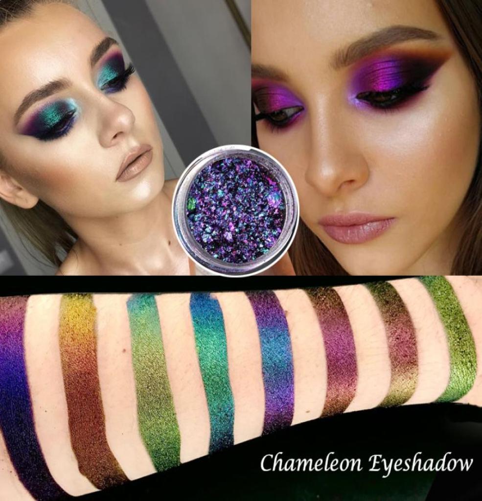 

12 colors Chameleon Pigment Glitter Chrome Eyeshadow Prismatic Powder Shiny Metallic Loose Eye Shadow Makeup5116183, Multi