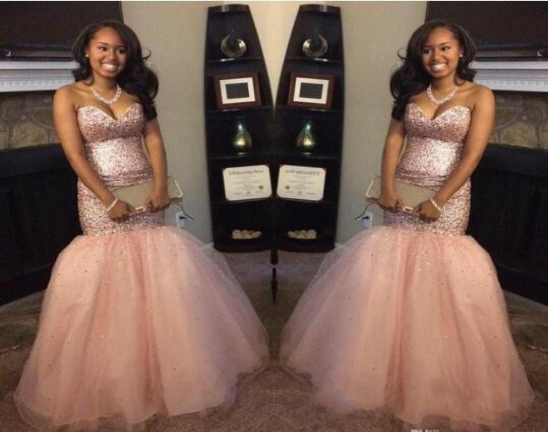 

2017 Peach Blingbling Sequins South Africa Black Girl Backless Mermaid Prom Dresses Sweetheart Backless intage Aso Ebi Evening Gow2778517, Pink