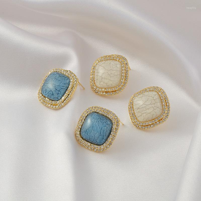 

Stud Earrings 2023 Trendy For Women S925 Silver Needle Vintage French Square Tiktok Wholesale