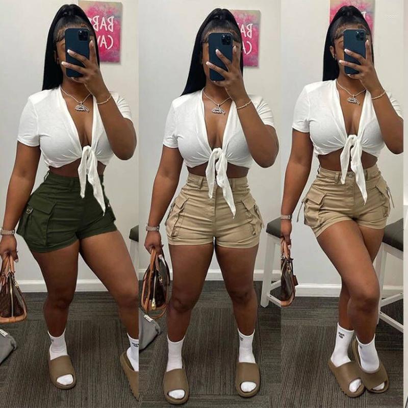 

Women's Shorts Echoine Summer Hight Waist Pockets Women Casual Sexy Cargo Short Pants Street Trousers 2023, Khaki shorts