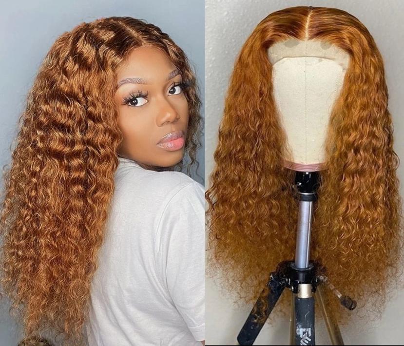 

Long Curly Frontal Wig Brazilian Human Hair Light Brown Color Synthetic Lace Front Wigs For Black Women 180 Density8070925