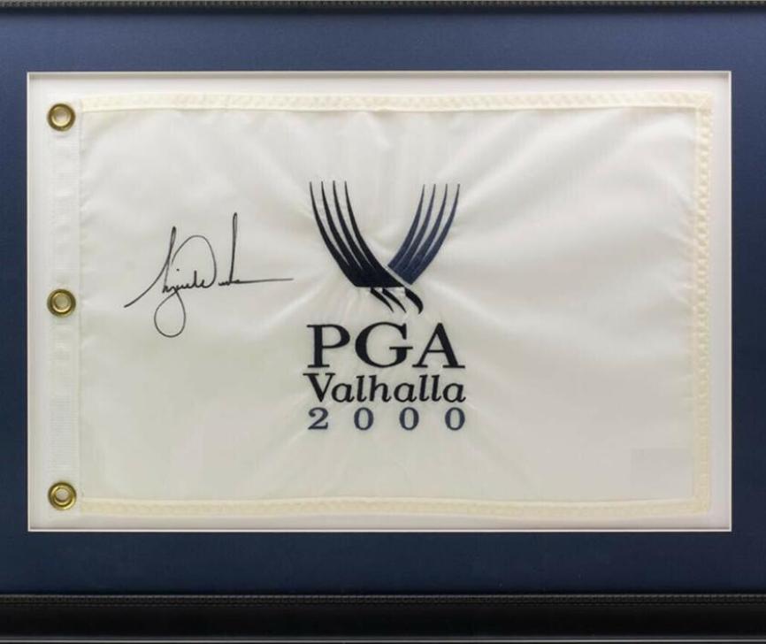 

Tiger Woods Signed Framed 2000 PGA Valhalla Golf Flag01236552310, White