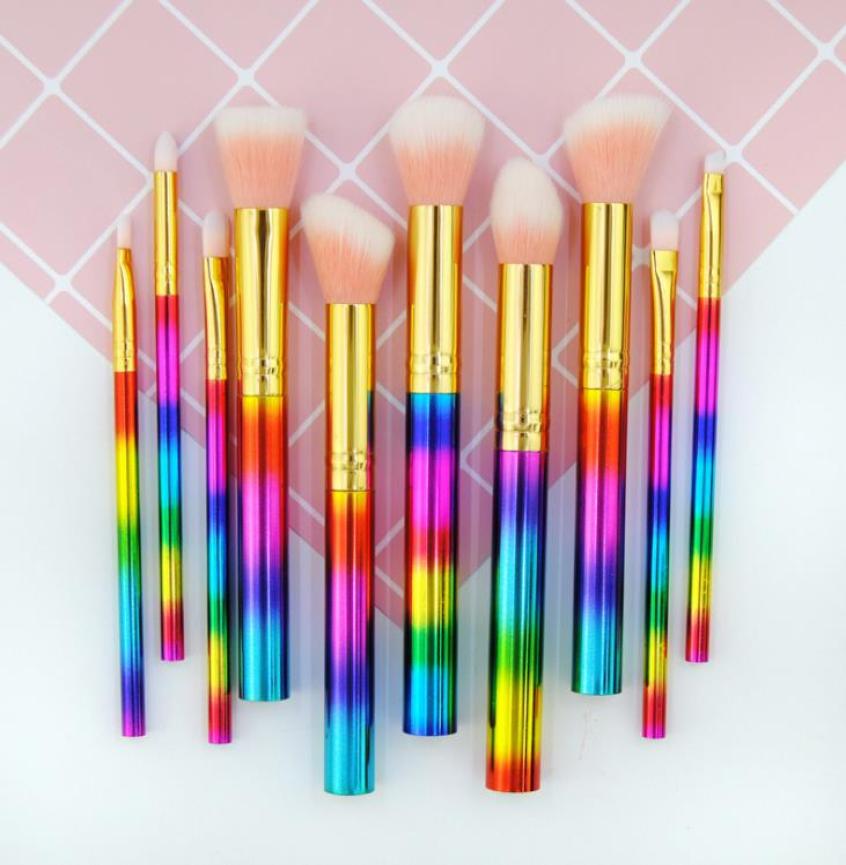 

Glitter Makeup Brushes For Foundation Powder Eyeshadow Eyeliner Lip Highlighter Cosmetic Brush Tools 10pcs Make Up Brush Set8271006