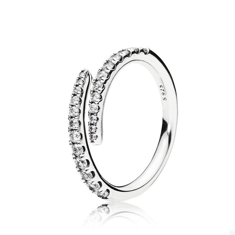 

Lines of Sparkle Open Ring for Pandora Real 925 Sterling Silver Stacking Rings designer Jewelry For Women Girls Crystal Diamond Luxury ring with Original Box Set
