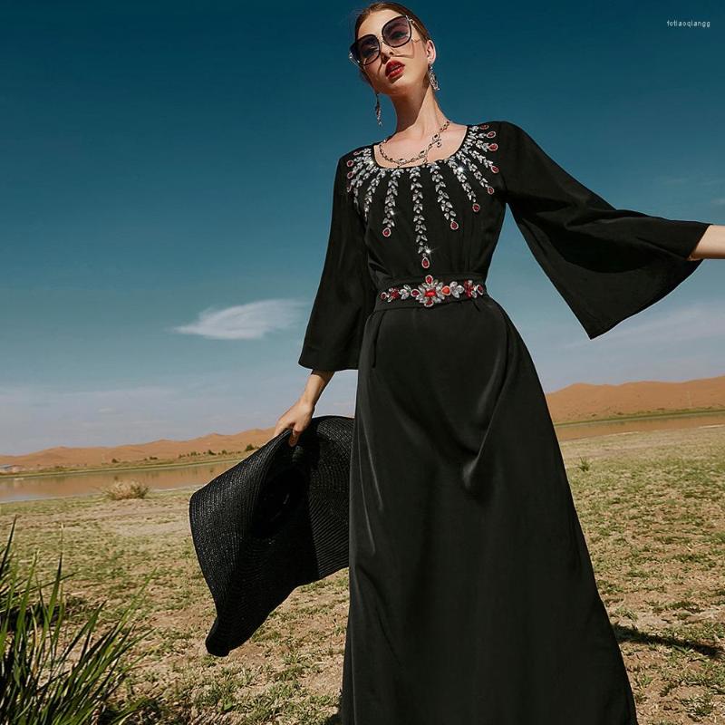 

Ethnic Clothing Ramadan Eid Mubarak Black Kaftan Dubai Abaya Turkey Islam Muslim Arabic Long Dress Abayas For Women Caftan Robe Arabe Femme
