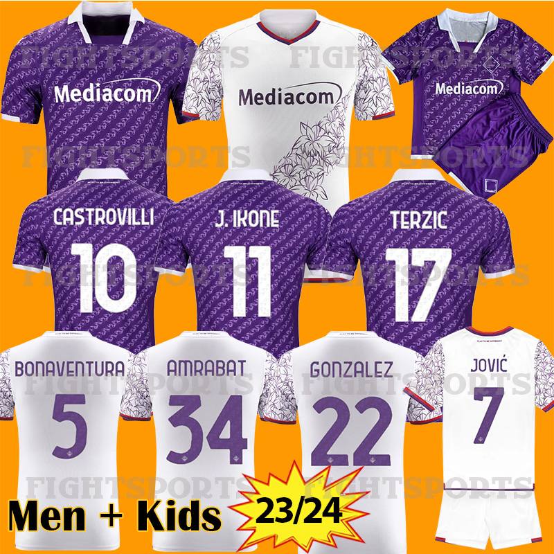 

2023 2024 FIORENTINA soccer jerseys JOVIC CASTROVILLI J IKONE CALLEJON PRINCE GONZALEZ 23 24 Fiorentina Men Kids Football Shirts VLAHOVIC maillot de foot, 23 24 away patch