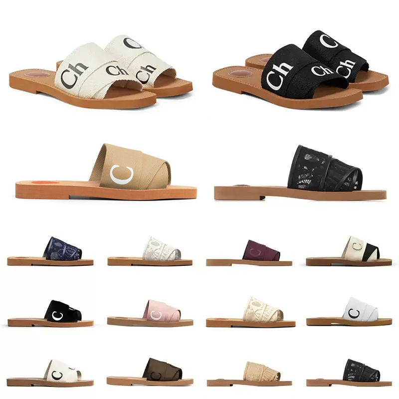 

luxury designer slippers shoes for women sandals woody flat mules slides woman canvas square Toe Lace Embroidery Snake Summer Sandal Fashion Beach outdoor, 18