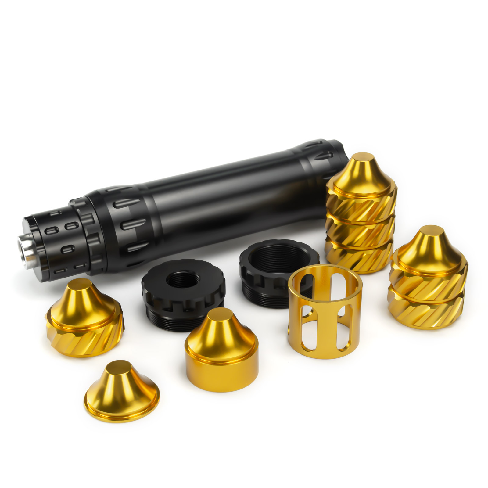 

1.7''OD 6''L Aluminum Fuel Filter 1.375 Thread 6x Spiral Cups 1x Skirtless Cup 1/2x28 and 5/8x24 End Caps Solvent Trap with Stainless Steel Piston Booster Napa 4003 Wix 24003