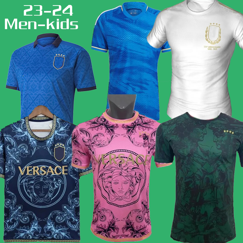 

2023 italy soccer jerseys 125 anniversary Player version maglie da calcio TOTTI VERRATTI CHIESA Training suit Italia 23 24 football jersey LORENZO Men set kids kit, Away nl patch