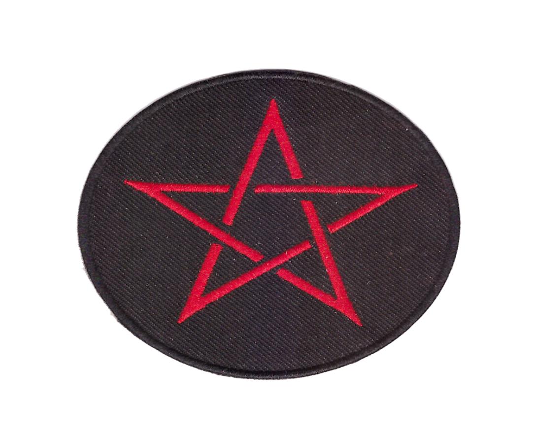 

RED PENTAGRAM EMBROIDERED PATCH Wicca Witchcraft DEVIL IRONON BLACK RED SATANIC Fabric Sewing Children Cartoon Patch6108223
