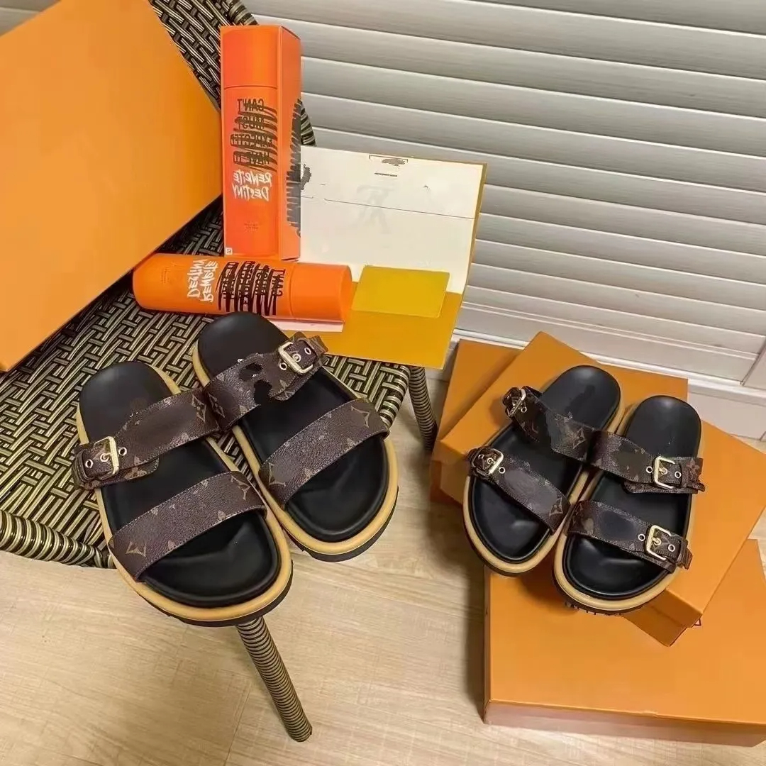 Luxury Brands Women's Sandals Branded Sandals Classic Slippers Leather Slippers Platform Flats Flip-Flops Sneakers with Dust Bag by newshoe-image-881171829
