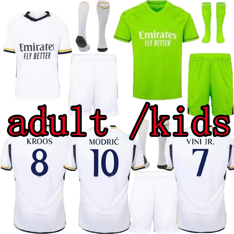 

23 24 BENZEMA Soccer Jerseys home VINI JR CAMAVINGA ALABA HAZARD ASENSIO MODRIC MARCELO REAL MADRIDS adult kids kit Final Football Jerseys Camiseta Football Shirt, White