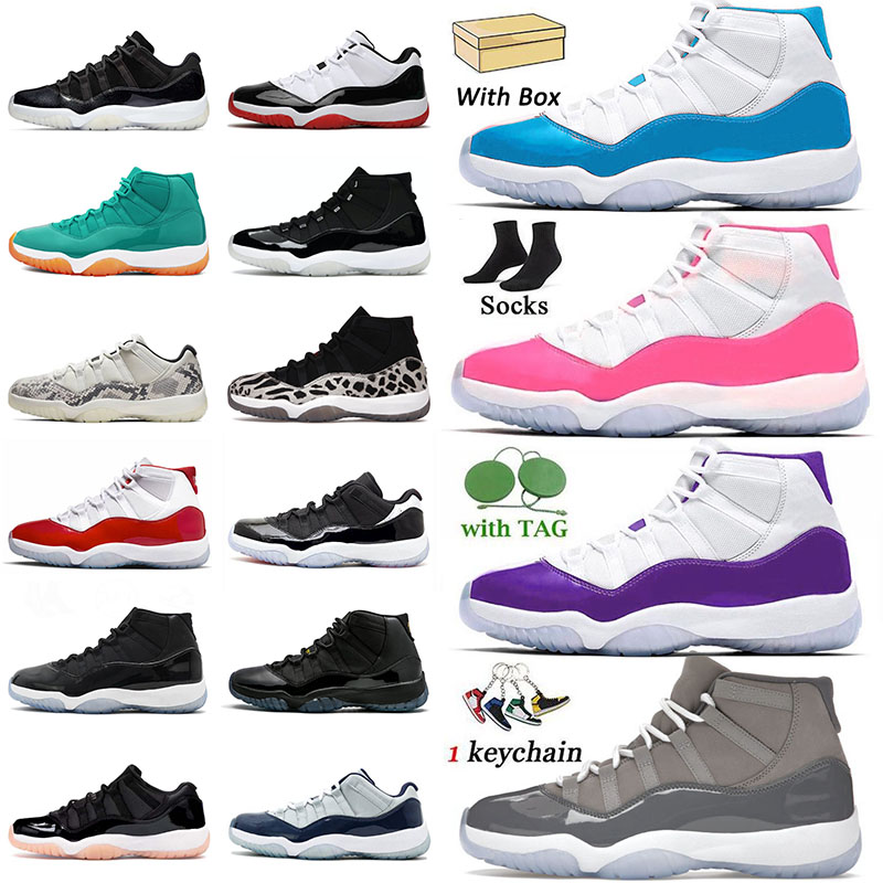 

11 Basketball Shoes Cherry Jumpman 11s Anniversary 11 Space Jam Cement Green Orange Jade Blue Purple Cool Grey Concord Snakeskin 11s Sneakers 36-47 With Box, 36-47 bleached coral