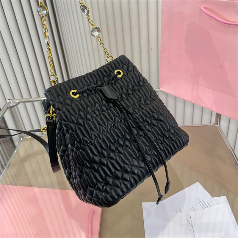 

Fashion Women Shoulder Bags Luxury Bucket Bags Crystal Chain Cross Body Bag with BOX Fashion Designer Bags Lady Purse Hobo Bag, White