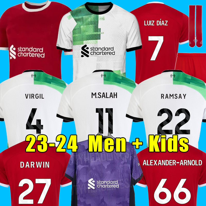 

23 24 soccer jerseys home away 3rd third GAKPO DARWIN 2023 2024 Mohamed Diogo Luis DIaz Alexander Arnold football shirt tops men kids kit uniforms tops 1211, 23/24 kids away + socks