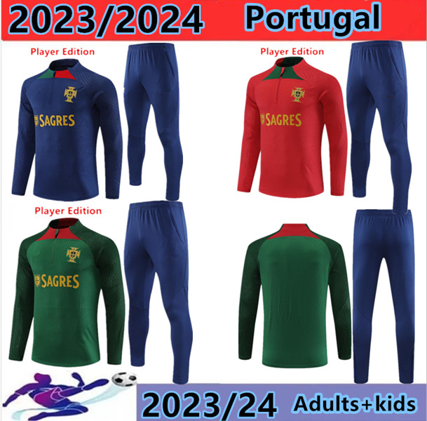 

2023-2024 Portugal tracksuit JOAO FELIX soccer jerseys training suit RUBEN NEVES BRUNO RONALDO FERNANDES Portugieser 23/24 Portuguese TRACKSUIT Men kit suits, Blue