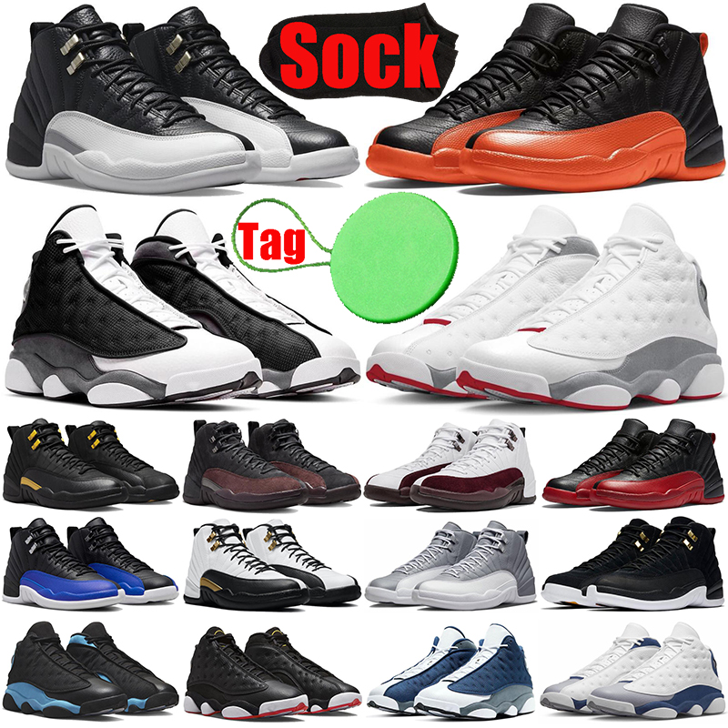 

Jumpman 12s 13s basketball shoes for mens womens Black Flint Playoffs Black Taxi Flu Game Brilliant Orange Obsidian University Blue 12 13 mens trainers sneakers shoe, #26 houndstooth 40-47