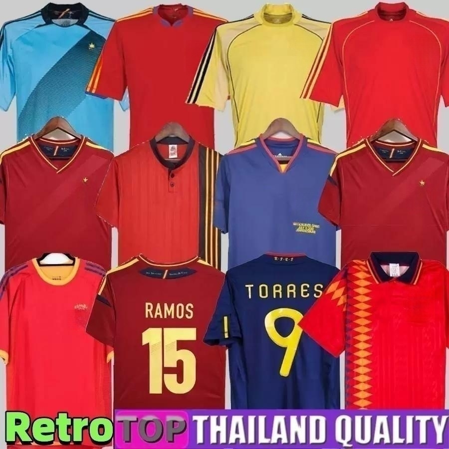 

retro Spain 2010 Spain jersey 1996 1994 RAUL XAVI Hierro LUIS ENSRIQUE ALONSO Caminero Iniesta PUYOL PIQUE David Villa TORRES 2008 2012 2002 Guerrero Guardiola RAMOS, 2008 away jersey