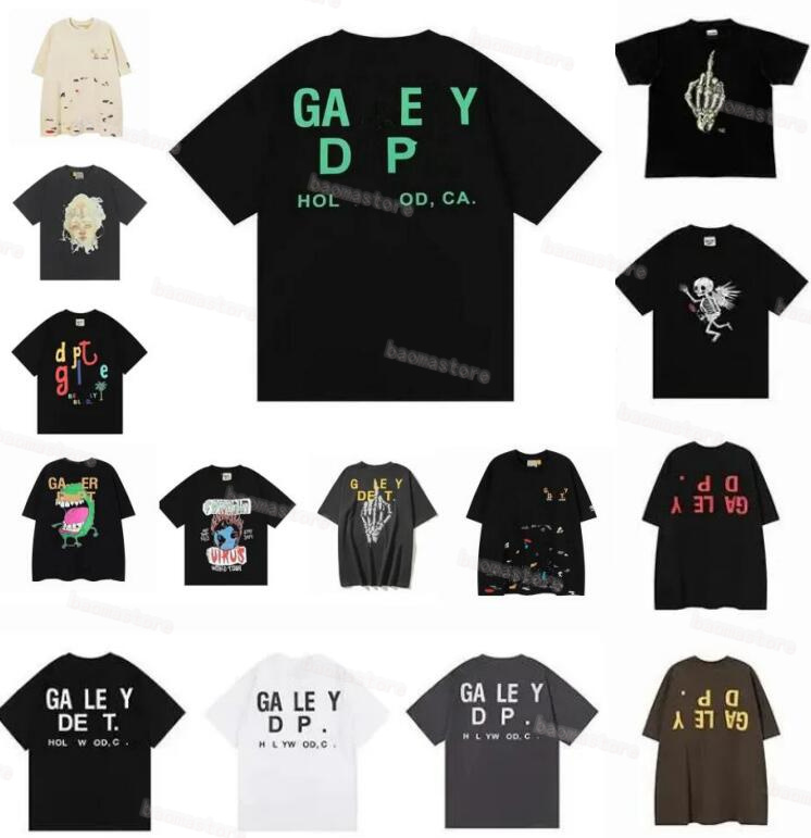 

2023 Women&Men's T-shirts Designer Galleries Depts Shirt Alphabet Print Trendy Trend Basic Casual Fashion Loose Short T-shirt Half Sleeve TeeS Green White And Blue, A111