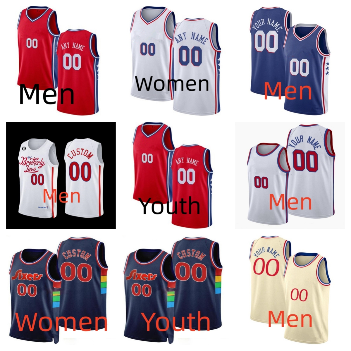 

Joel 21 Embiid 0 Tyrese Maxey 1 James Harden 12 Tobias Harris 8 De'Anthony Melton 17 P.J. Tucker 44 Paul Reed 20 Georges Niang 25 Danuel House Jr. Basketball Jersey, Color