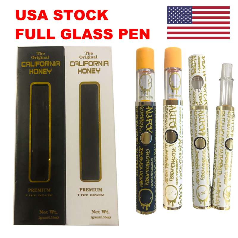 

USA STOCK California Honey Full Glass Disposable Vapes Pens 0.8ML 400mAh 510 Cartridges Battery Empty Thick Oil Packaging Childproof Box Carts Device Custom OEM King