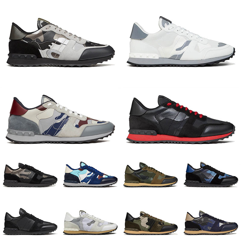 

designer men women valentinoity rockruner shoes top fashion sneakers platform leather camouflage camo black white rubber sole trainers runners sports, 19