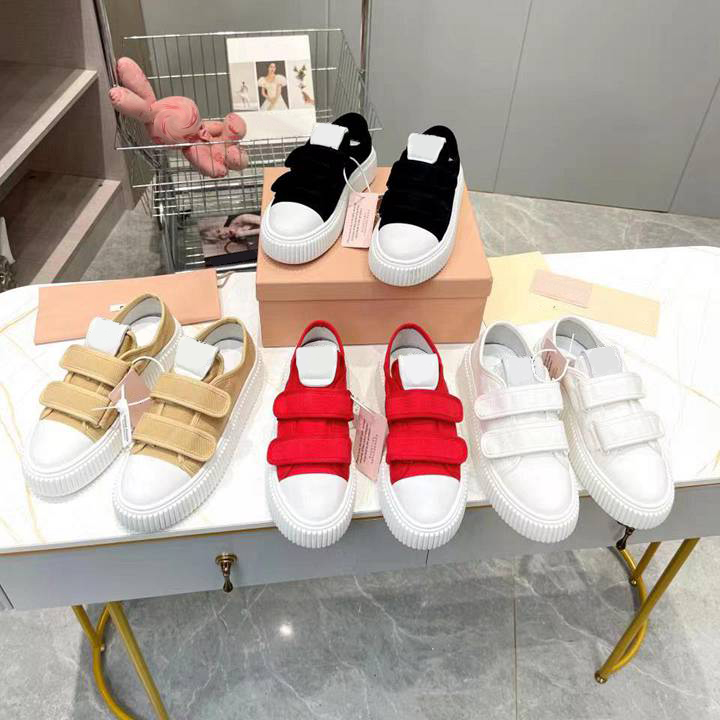 

Luxury designer nylon thick soled canvas sponge shoe Women outdoor sport shoe Cowhide lining Simple casual shoe with box size 35-40