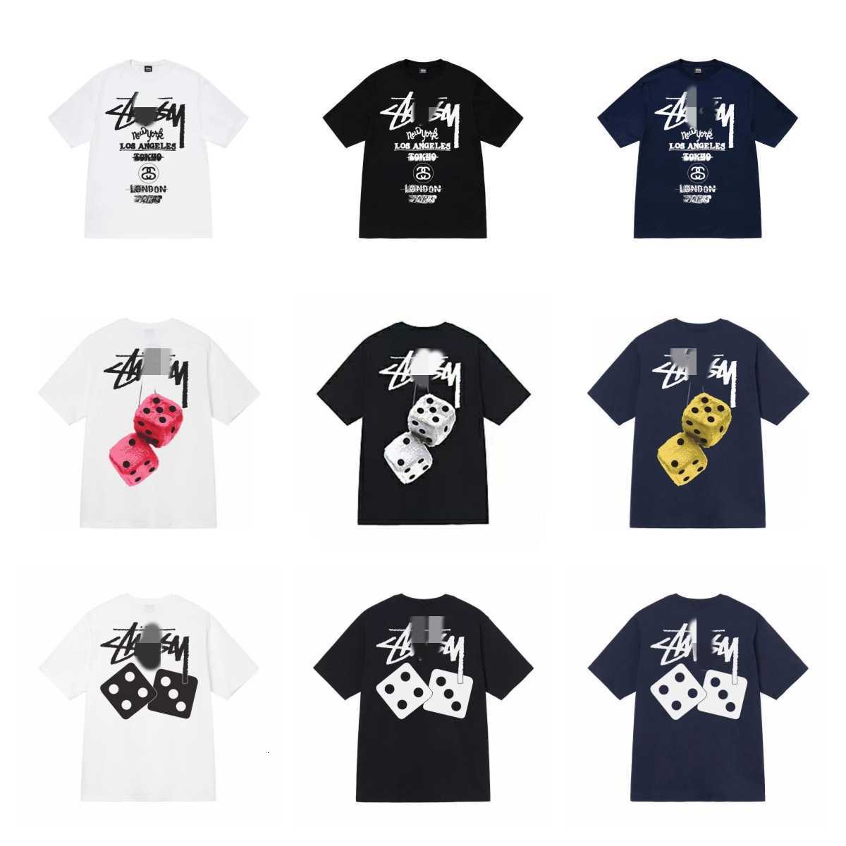 

Mens Casual Ice Cream t Shirt Stussys Shirts Dice Printed Tees Comfortable Loose Breathable Tops High Streetwear Oversized Style T-shirt Jwu3, White (dragon king)