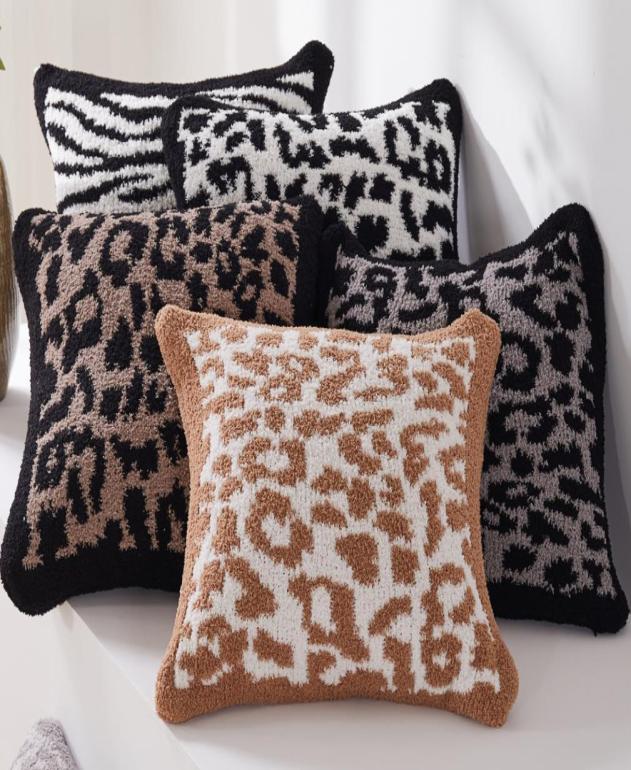 

Leopard zebra knit jacquard pillowcase barefoot pillow dream blanket sofa cushion super soft 100 polyester microfiber3868025, Black
