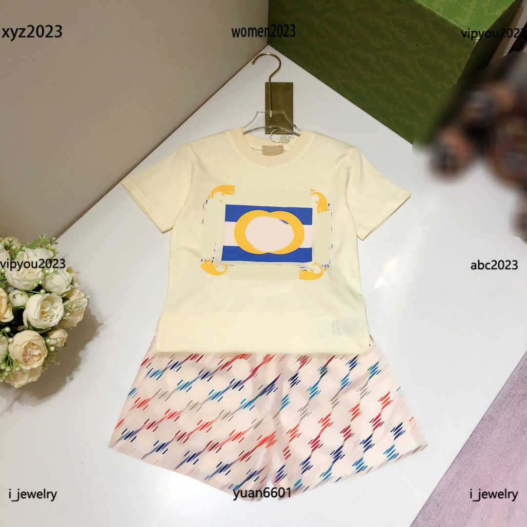 

designer baby clothes Tracksuits child suits Size -160 CM Logo printed T-shirt and colorful grid letter printed shorts June27, #1