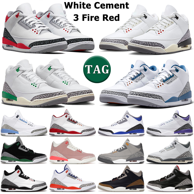 

3 basketball shoes men women 3s Black White Cement Reimagined Wizards Fire Red Dark Iris UNC Racer Blue Lucky Pine Green Dark Mocha mens trainers sports sneakers, 27