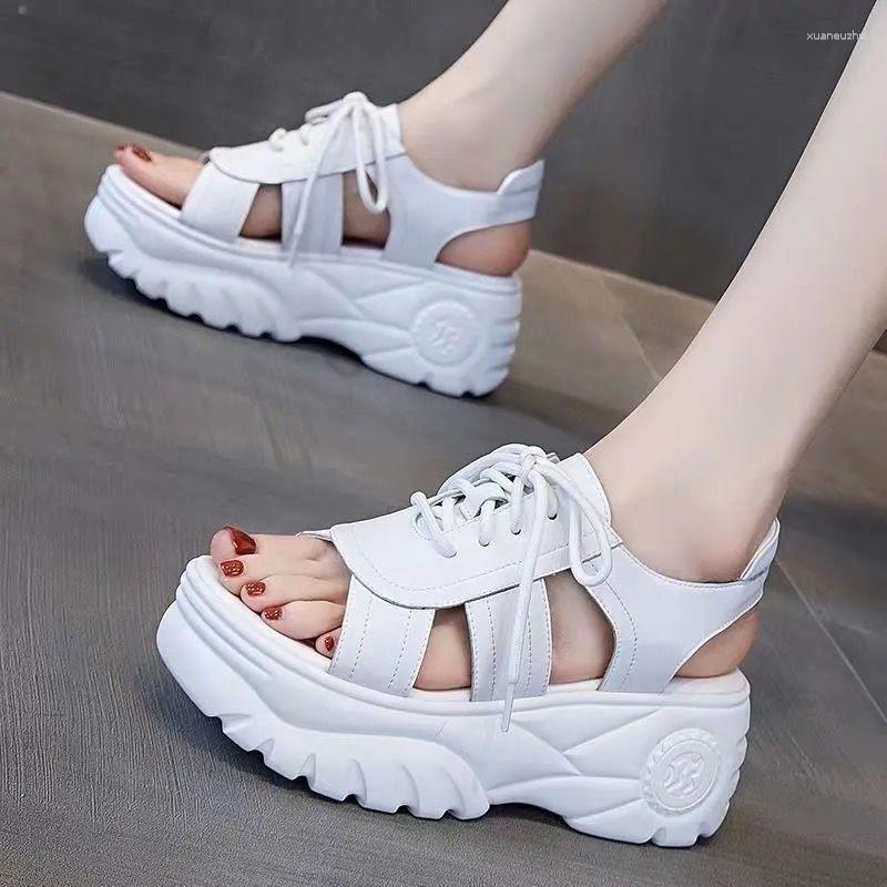 

Sandals Summer Ladies Platform Shoes Casual Heightening Slope With Women's High Heels 7.5CM Sports, Black