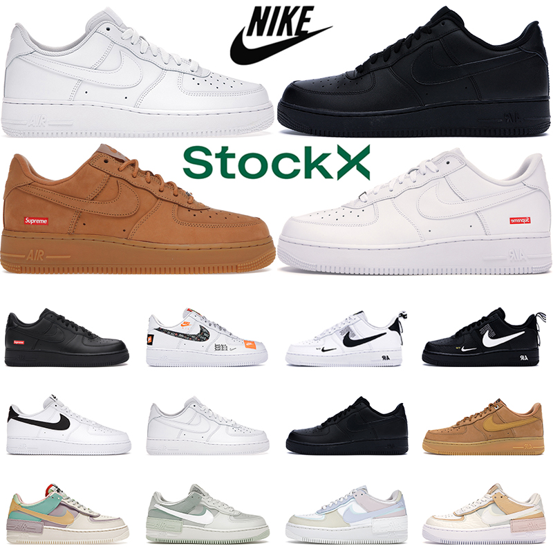Nike Air Force 1 Low Casual Shoes Men Women Af1 Forces Supreme White Black Flax Spruce Aura Mens Trainers Outdoor Sneakers-image-880990133