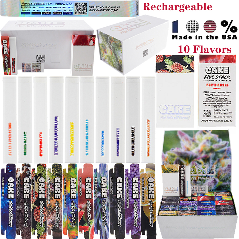 

USA STOCK Cake Gen 6th E Cigarette Rechargeable Disposable Vape Pen 1ml Starter Kit Vapes Cartridges Empty Oil Carts Device Pods 10 Flavors She Hit Different 280mah