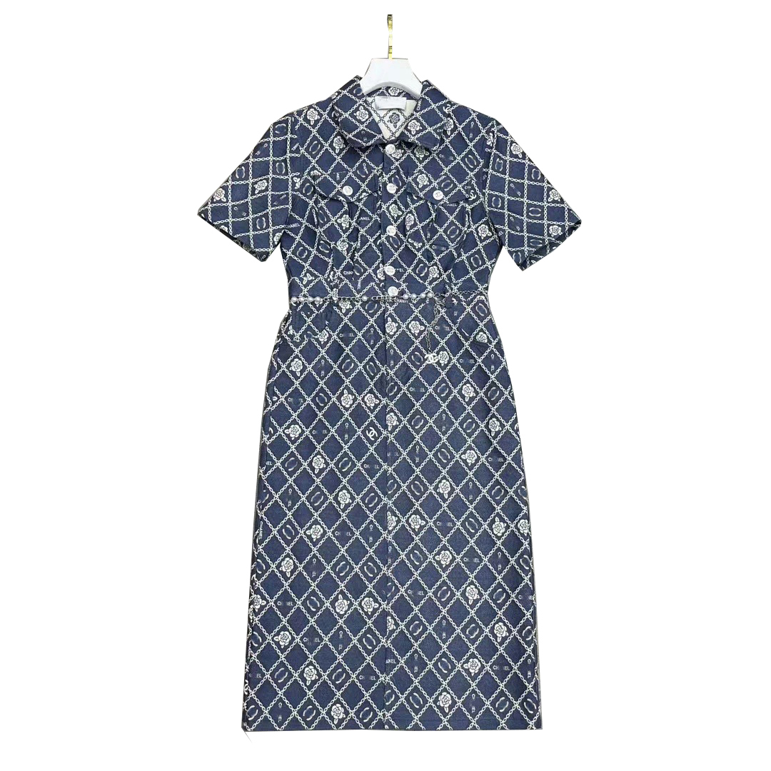 

Luxury Womens denim dress Designer dresses for woman Fashion Letter Pattern Summer Short Sleeve High Quality Women Clothing Slim denim Skirt Top