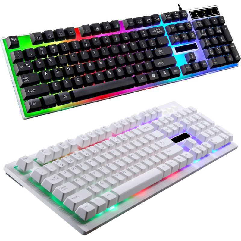 Tastiera per computer Tastiere da gioco retroilluminate per desktop USB cablato Illuminato Gamer Ufficio Retroilluminazione a LED Tastiera PC