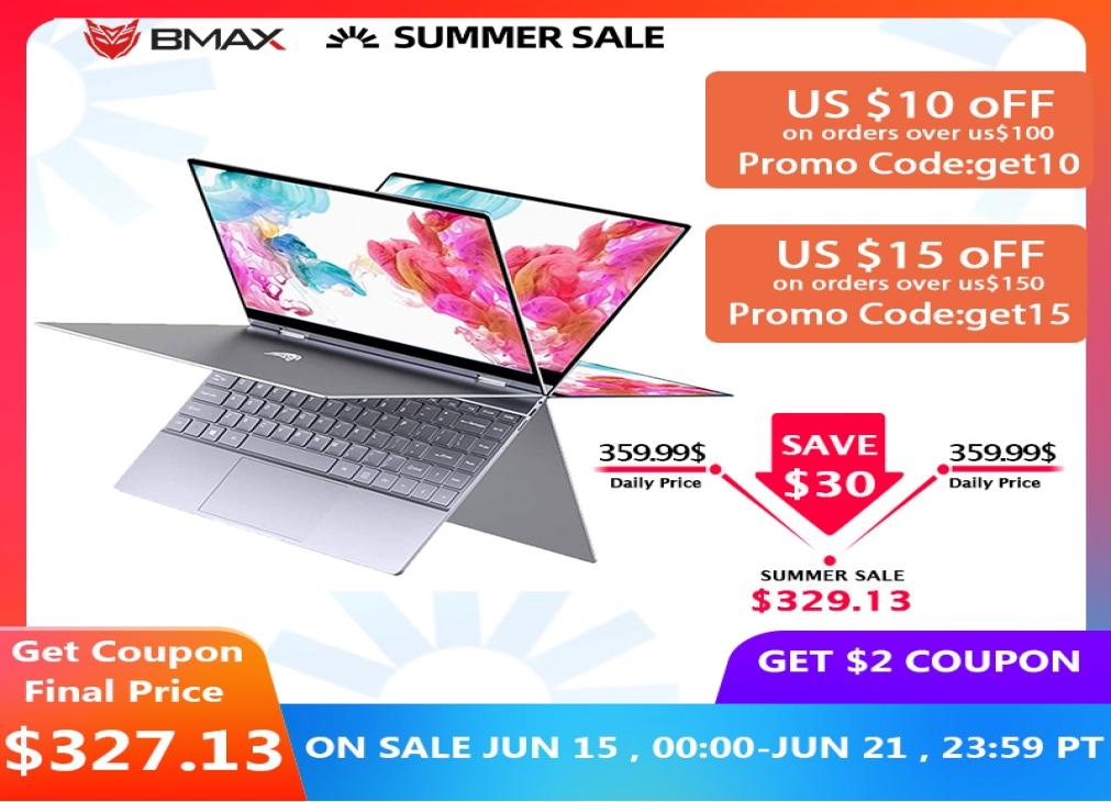 

BMAX Y13 360° Laptop 133 inch Notebook Windows 10 Pro 8GB LPDDR4 256GB SSD 19201080 IPS Intel N4120 touch screen laptops4015218, Black