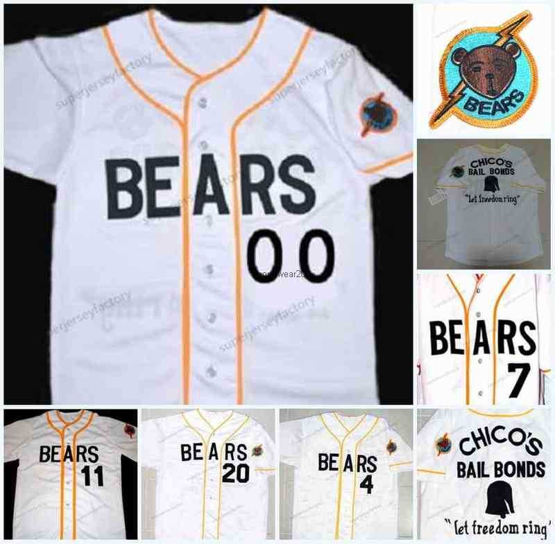 

Wears College Custom The Bad News BEARS Baseball Jerseys Any Number #3 Kelly Leak #7 Miguel Agilar #, 12 white