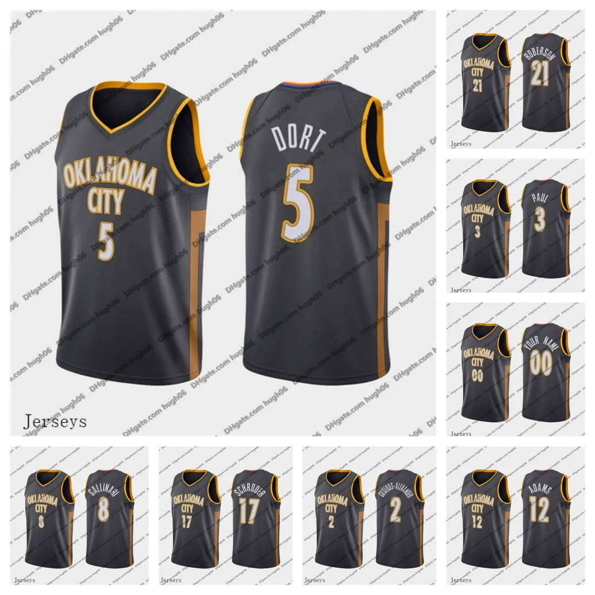 

CUSTOM Oklahoma''City''Thunder''Men Jersey 5 Dort 21 Roberson 8 Gallinari 17 Schroder Steven 3 Paul Chris Russell City''NBA''Basketball Jers, #6