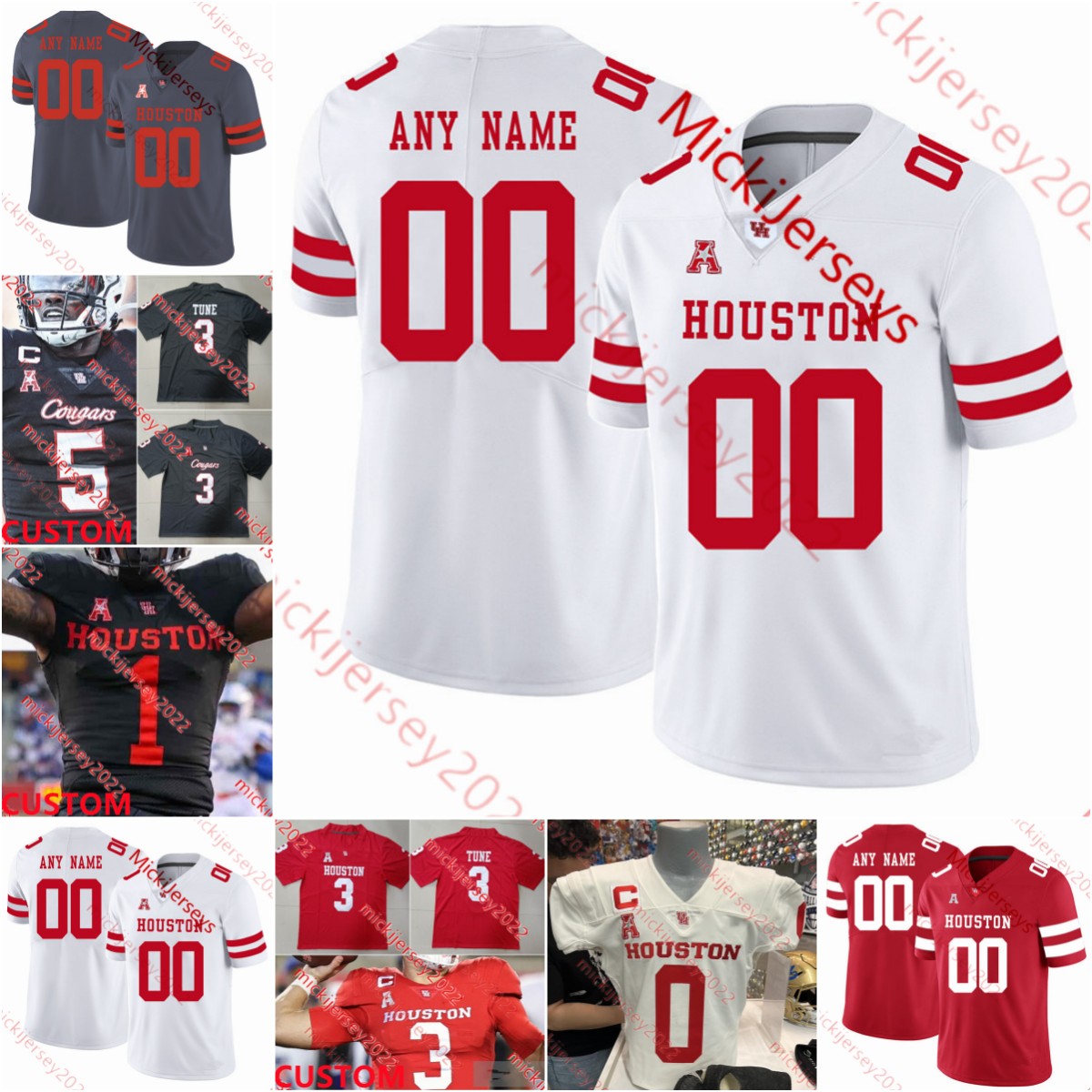 

Nathaniel Dell Jr. Clayton Tune Houston Football Jersey Almarion Crim Holman Edwards Jalen Emery Jack Freeman Dorian Friend Stitched Houston Cougars jerseys, 2020 white
