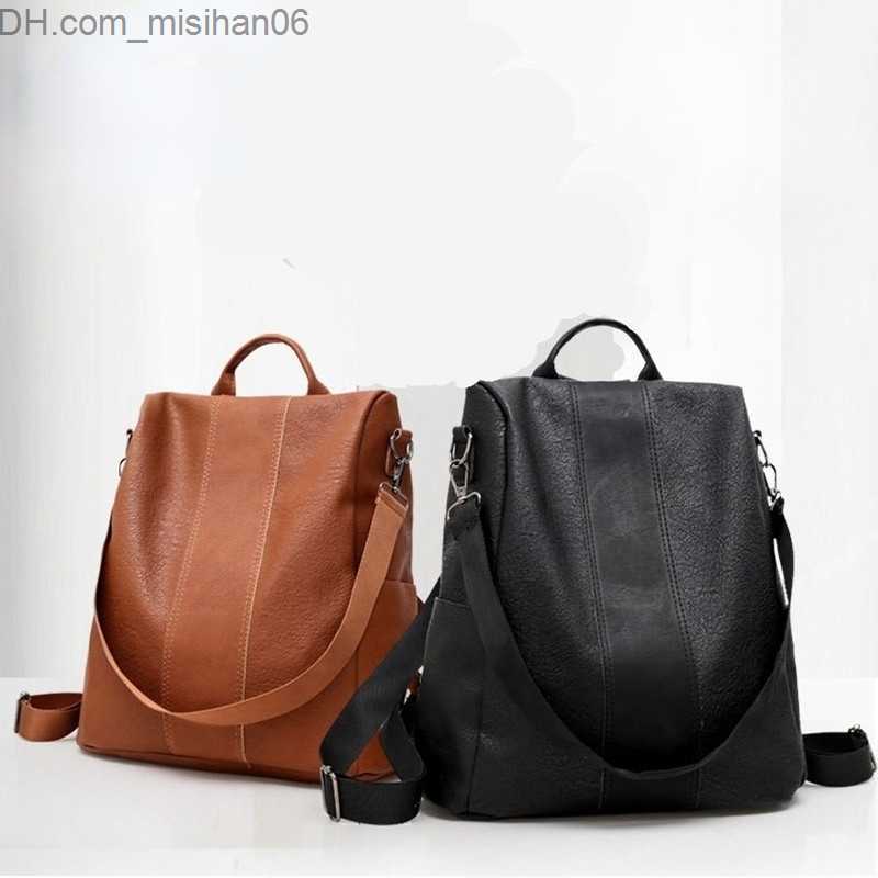 

School Bags School Bags Fashion Anti-theft Backpack Designers Large Shoulder Women for Style Leather College Mochilas 220905 Z230630, Black