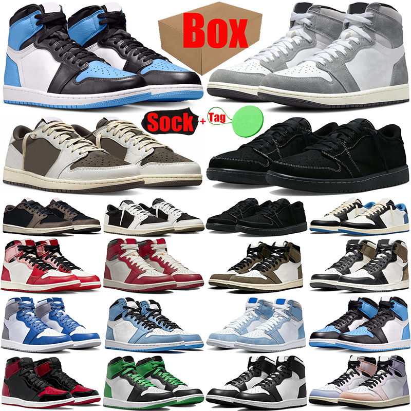 

With Box jumpman 1 1s basketball shoes for mens womens Black Phantom lows UNC Toe Hyper Royal Reverse Mocha Laney Washed Heritage Patent Bred low trainers sneakers, #33 skyline 36-46