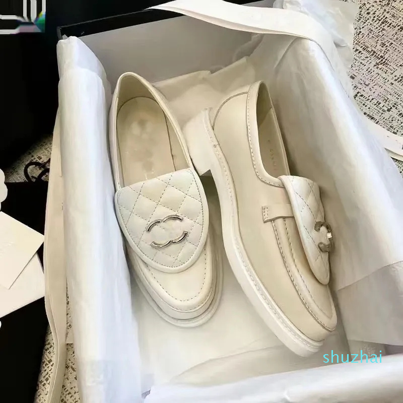 

Designer Loafers 2023 fall fashion Leather Ringer all-match small leather shoes women's single foot metal buckle black single shoe