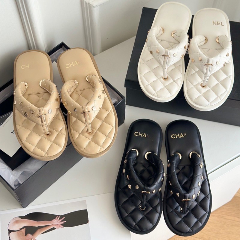 

designer Sandal Women channel slides platform Beach Outdoor Leather Flip Flop Flat Sandals Hawaii Style chanele Sandale for Summer beach Casual Slip On Slides35-40