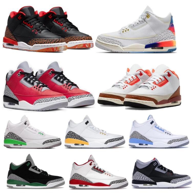 Jorden 3 Chaussures de basket-ball pour hommes Jumpman UNC Lucky Green Georgetown Wizards Mars Stone Black Cement Gold Kumquat 2023 Baskets Baske