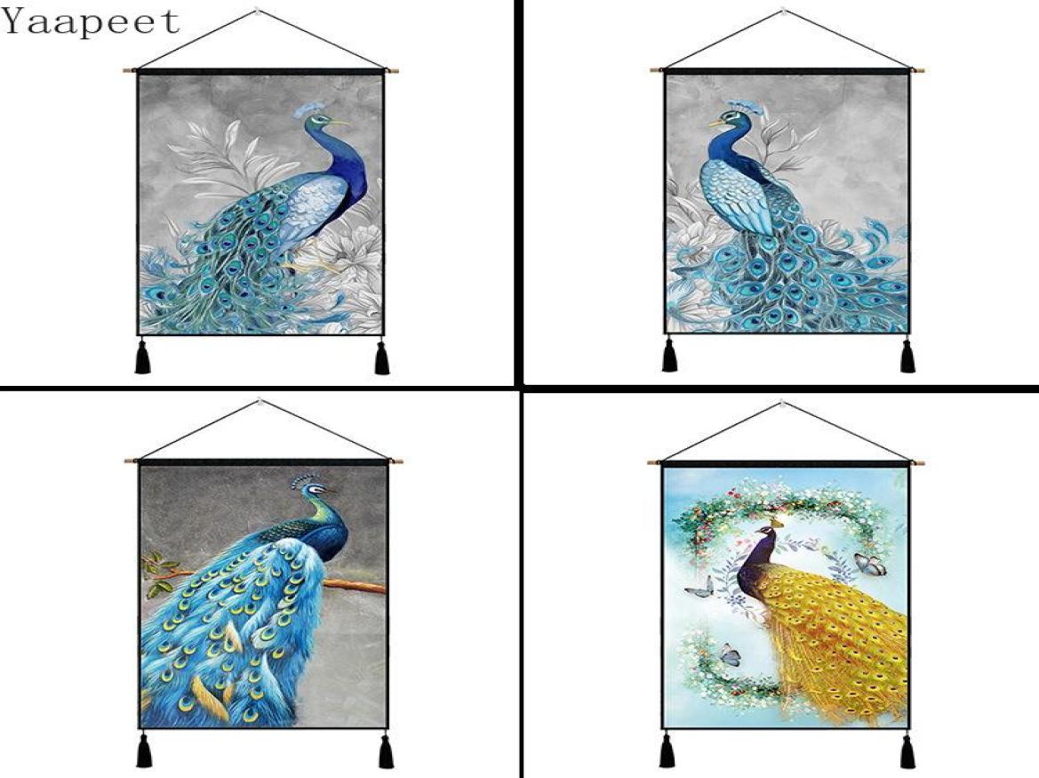 

Tapestries Peacock Series Wall Tapestry Home Decoration Background Cloth Meter Box Cover Cotton Linen Art Painting Fun Hanging7417202