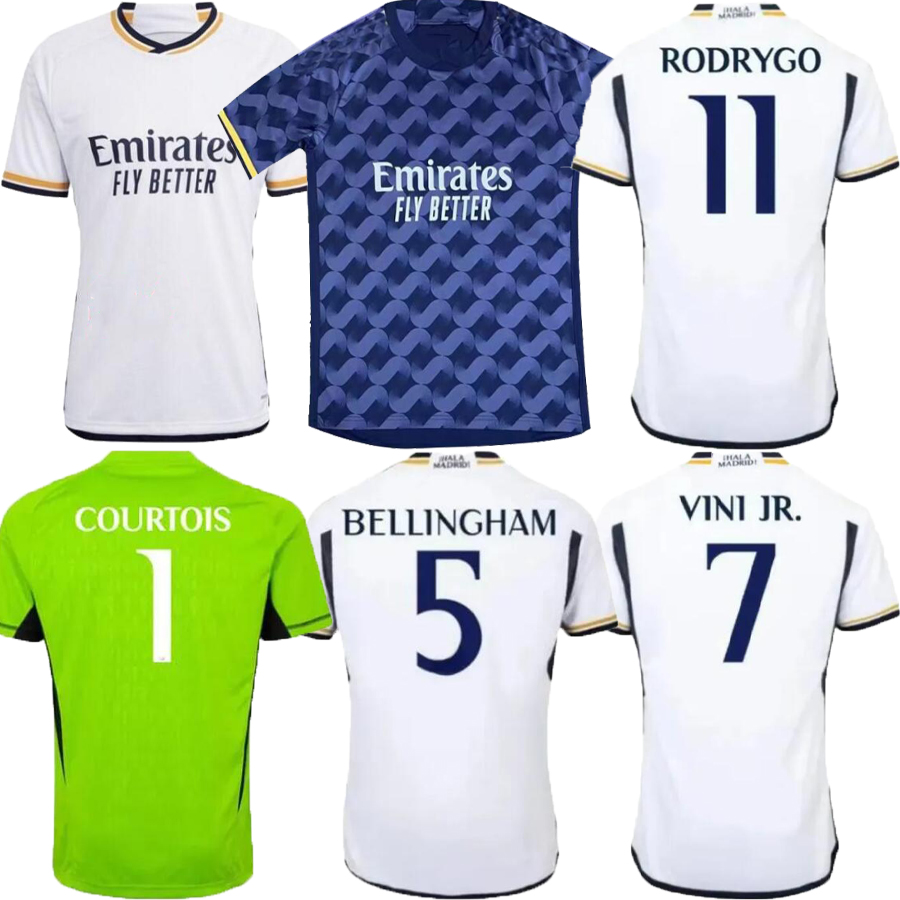 

2023 BELLINGHAM VINI JR soccer jerseys MBAPPE Tchouameni 23 24 football shirt Real Madrids CAMAVINGA Rodrygo long sleeve Camisetas men kit uniforms, Blue
