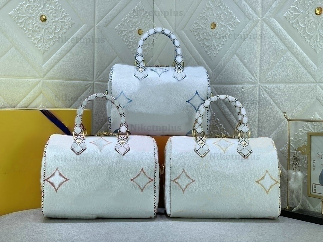 

23SS By The Pool Summer Speedy Bandouliere 25 Handbag Womens Luxurys Designer Bag Geometric Shapes Graphic Purse Monograms Shoulder Bag Pillow Crossbody, #1