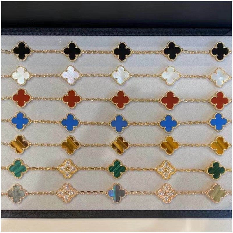 

Dupe V C A Bracelets Not Anklets for Women Four-leaf Clover Style Gold Rosegold Silver ChainsWith Box